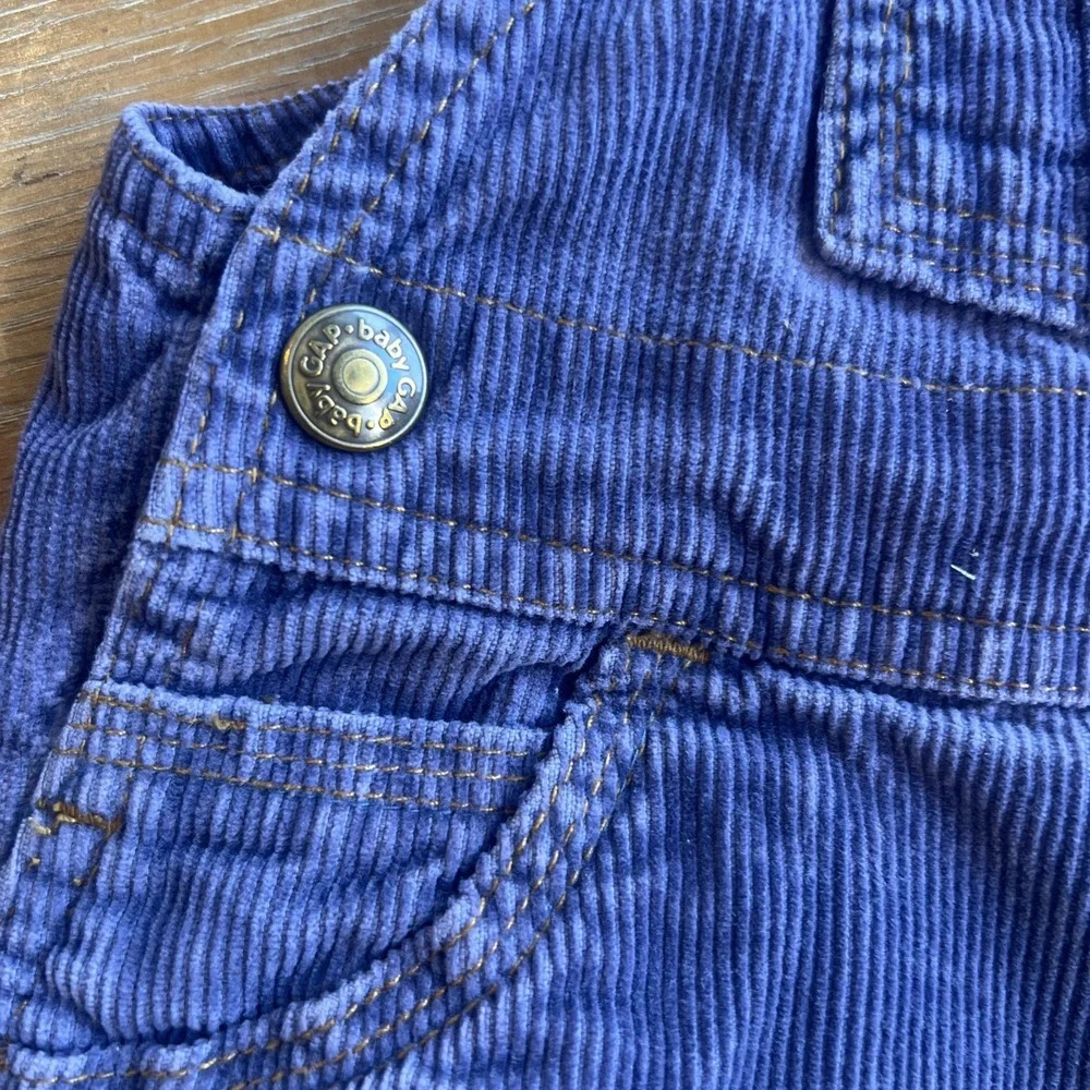 Vintage Baby‎ Gap Blue Jeans Infant 3-6 Mos Corduroy Overalls Snap Crotch Purple - Picture 4 of 8